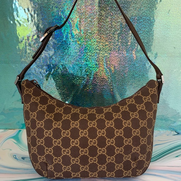 Gucci Handbags - Gucci Monogram Small Hobo Baguette Bag